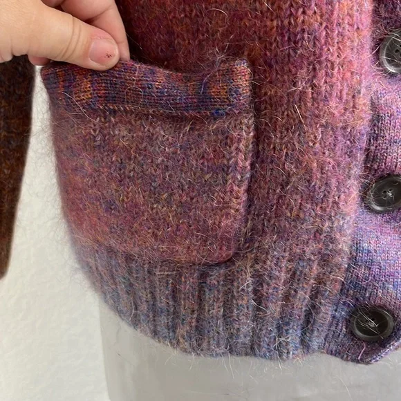 Re/Done 90s V Neck Space Dye Knit Cardigan Button Front Ombre - Picture 3 of 9